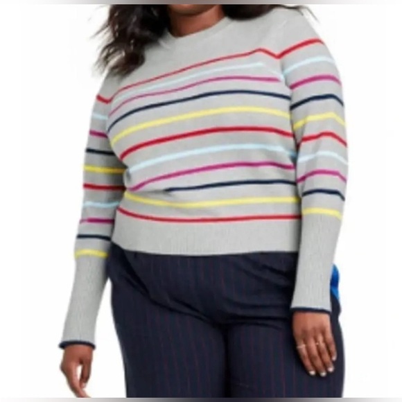 La Ligne x Target Crew Neck Gray Rainbow Striped Cashmere Blend Sweater Sz 2X - Picture 1 of 12